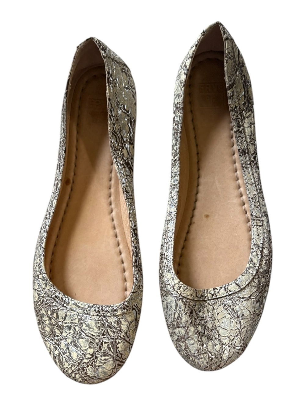 Frye Carson Metallic Crackled Leather Ballet Flats - Silver, Women's Size 6.5 - Picture 7 of 7